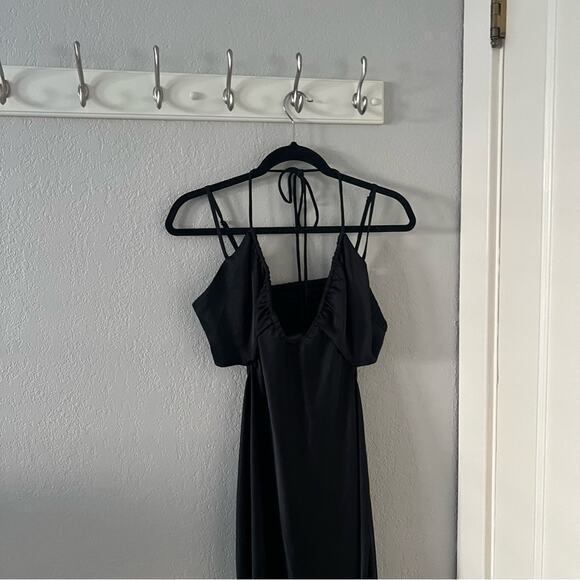 A.L.C. Sienna Black Satin Strappy Midi Dress - Picture 6 of 10